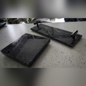 Luxe Habitat Black Marble Tray & Stand Set